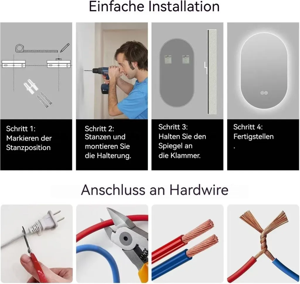 Miroir intelligent tactile 120 cm anti-buée, éclairage LED modulable - 8