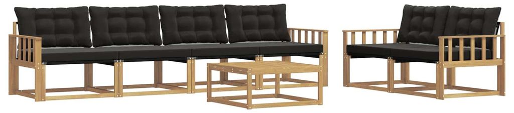 vidaXL Outdoor-Sofagarnitur 7 pcs Weiß und Schwarz 79 x 79 x 37 cm
