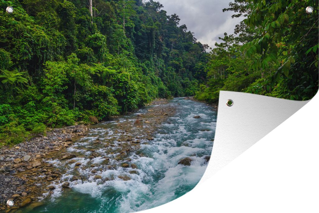MuchoWow 120x80 cm Outdoor-Poster Gartendeko Sichtschutz Garten Poster für den Garten Fluss durch den Gunung Leuser National Park in Indonesien