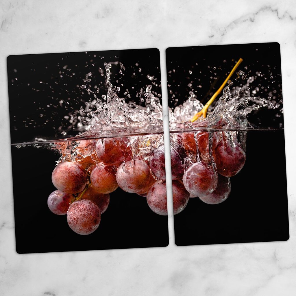 Glas-Herdabdeckplatten Glaskeramikkochfeld-Abdeckung Spritzschutz Schneidebrett Zweiteilige Glas 70x52 cm Fruchtwasser