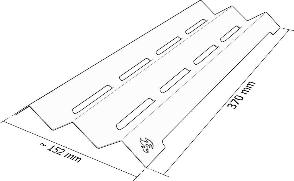 Gasgrill Edelstahl Brennerabdeckung passend für Napoleon Triumph T325 T410 T495, Farbe:4 Leisten Glänzend Flame