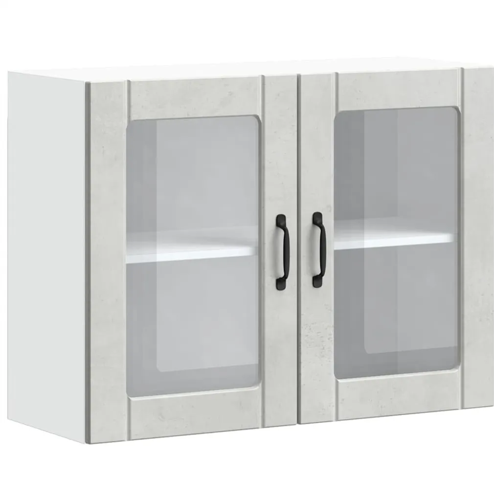 Pensile Cucina Anta Vetro Lucca 60x31x60 Grigio Cemento vidaXL