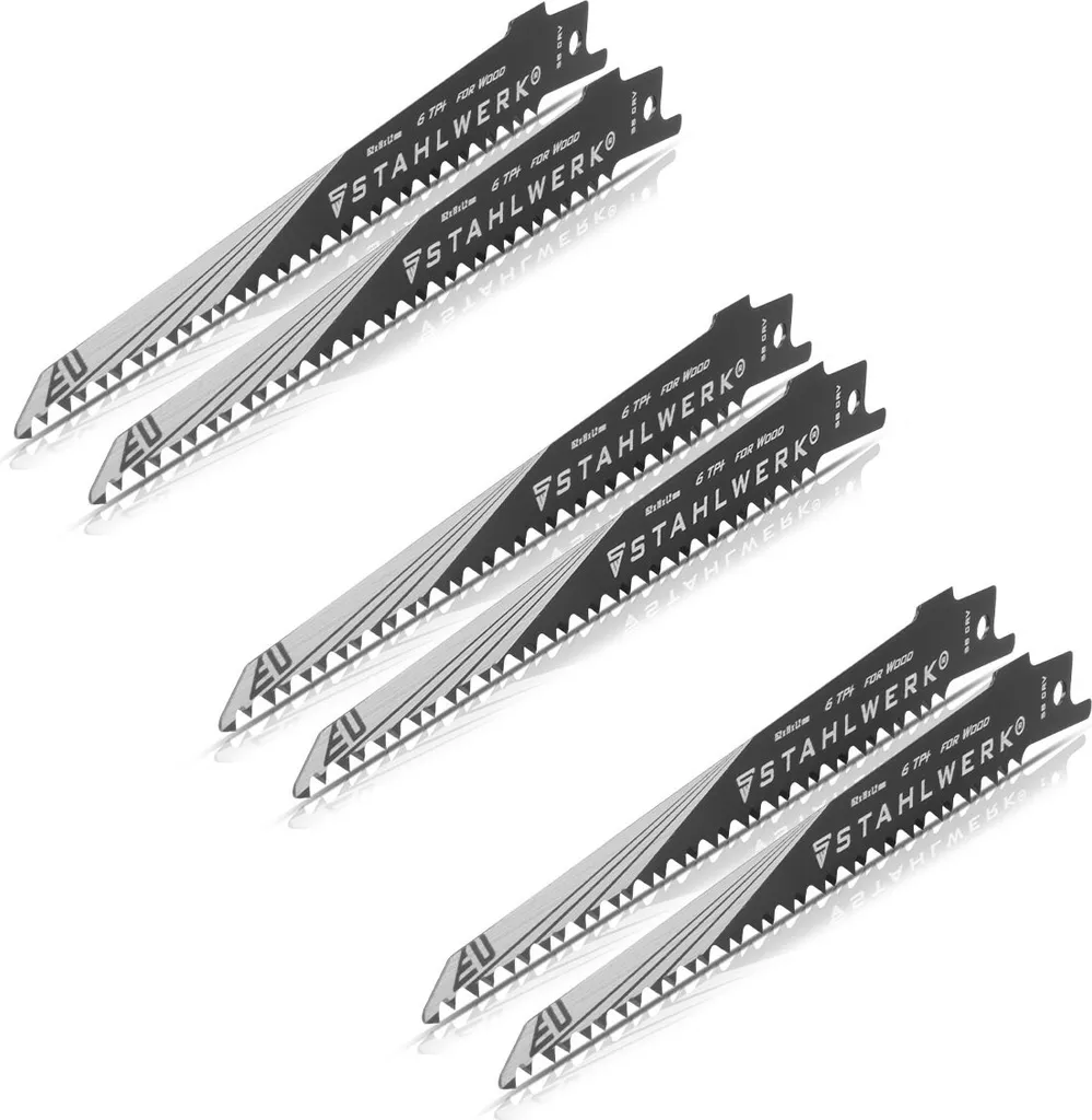 STAHLWERK Set di 6 lame per legno 150 x 19 x 1,2 mm per seghe con attacco da 1/2 pollice