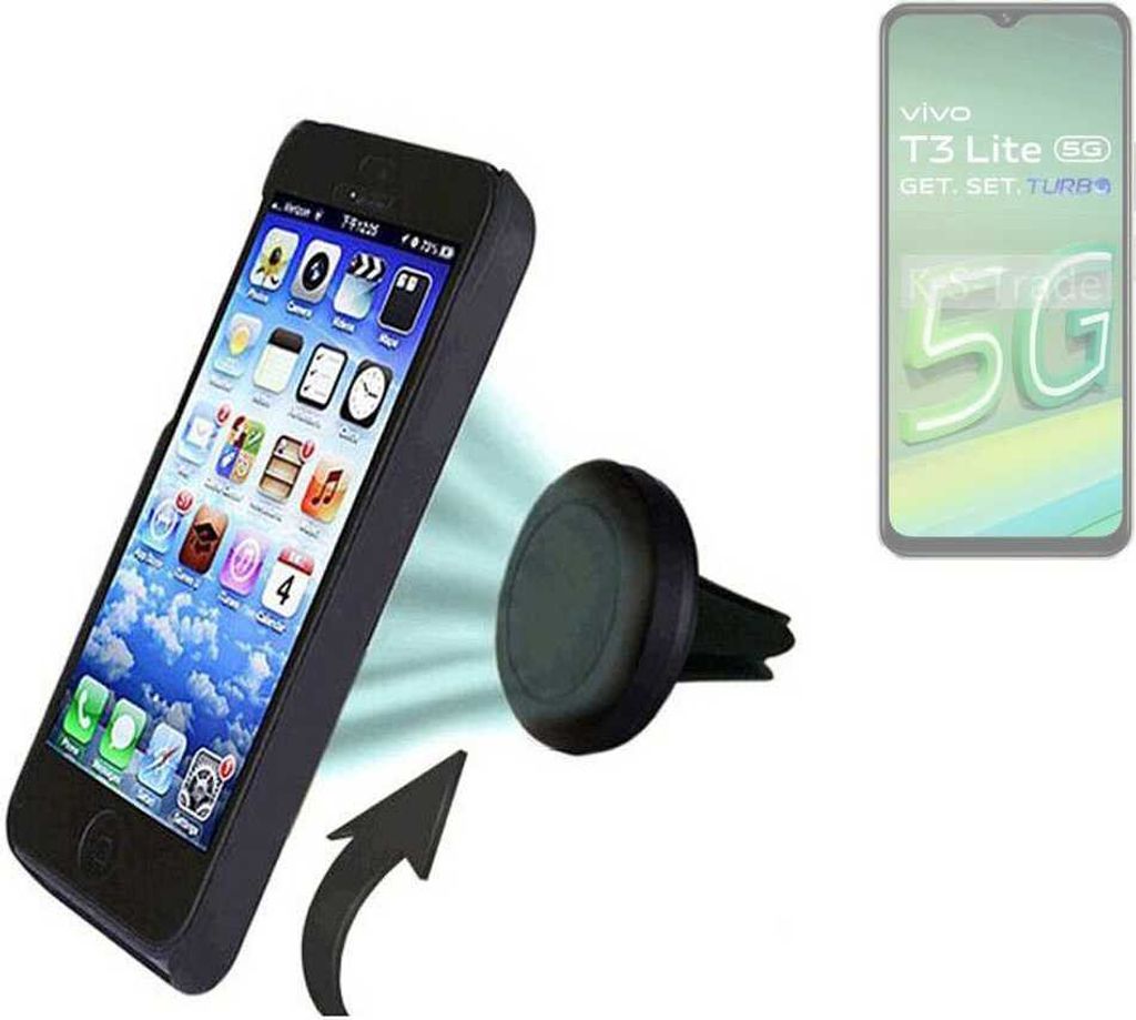 K-S-Trade kompatibel mit Vivo T3 Lite 5G Auto Handy Halterung KFZ Halter Lüftungsgitterhalterung Air Vent mount Smartphone Halter