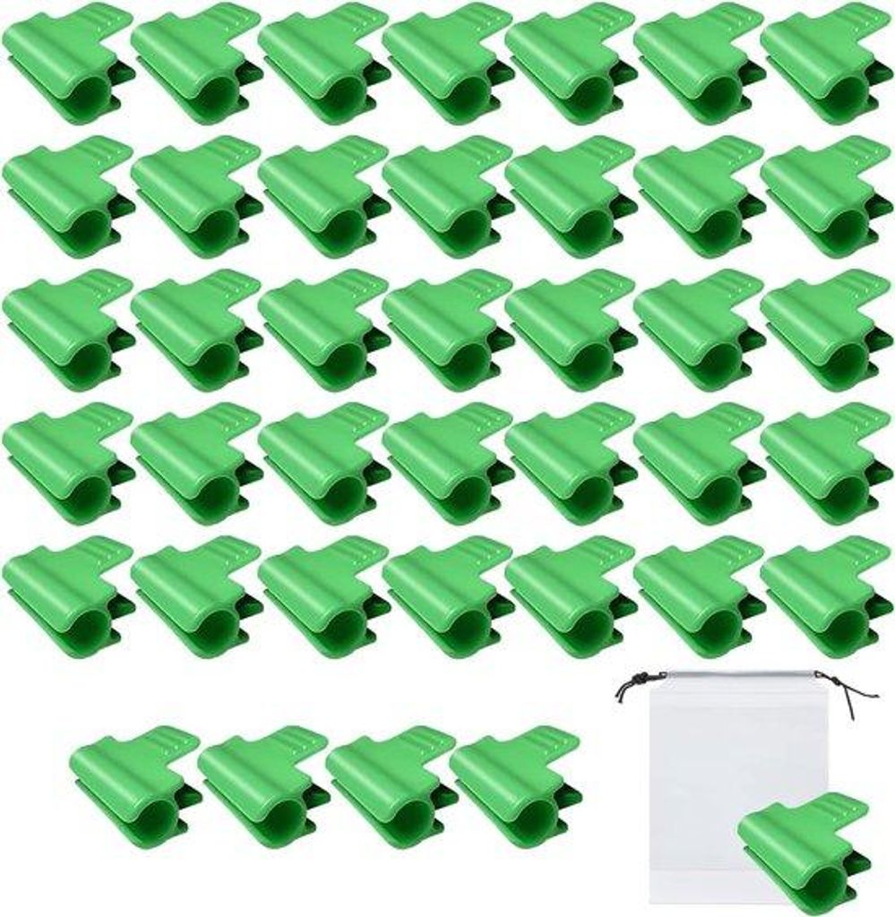 Famanu Pflanzklemmen Set - 40 grüne Klemmen für Schattenschutz und Netze