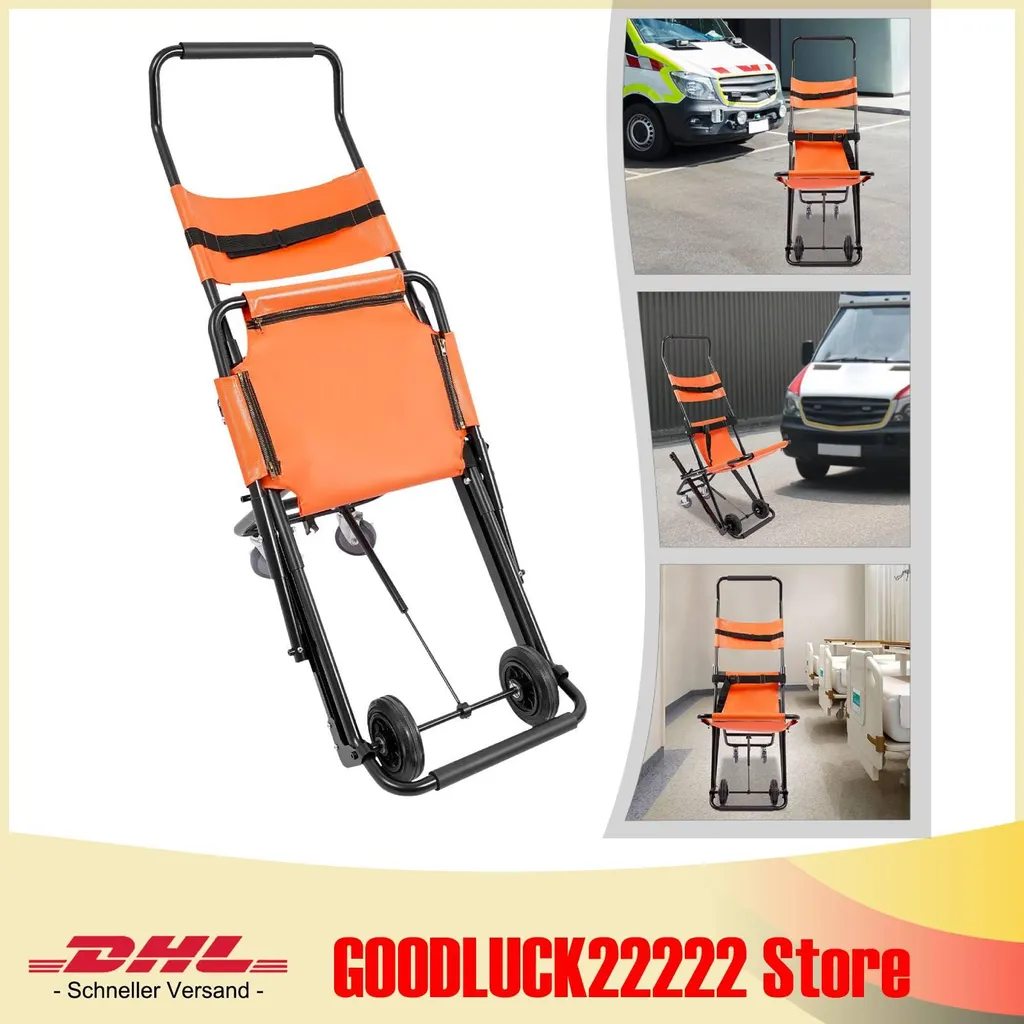 Fauteuil d'escalier pliable orange - Chariot portable multifonction - 4