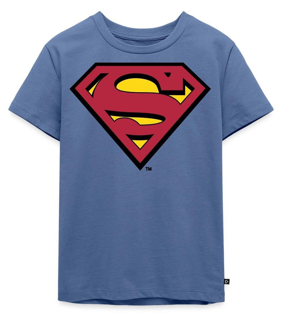 Spreadshirt DC Comics Superman Logo Original Karneval Kinder Premium T-Shirt, 110/116 (4 Jahre), Taubenblau