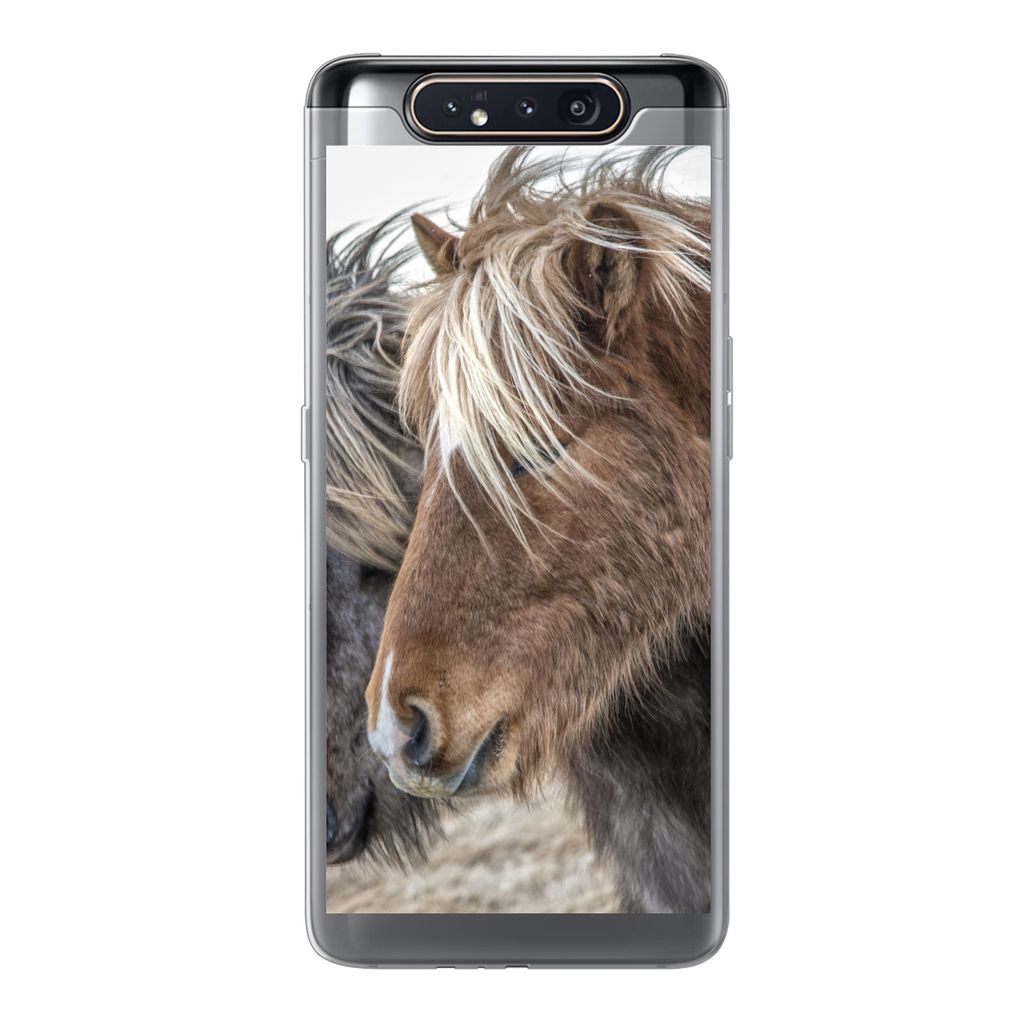 MuchoWow Handyhülle Schutzhülle Hülle für Samsung Galaxy A80 Pferde - Natur - Makro Silikon Softcase Handy Hülle - Schutzdeckel