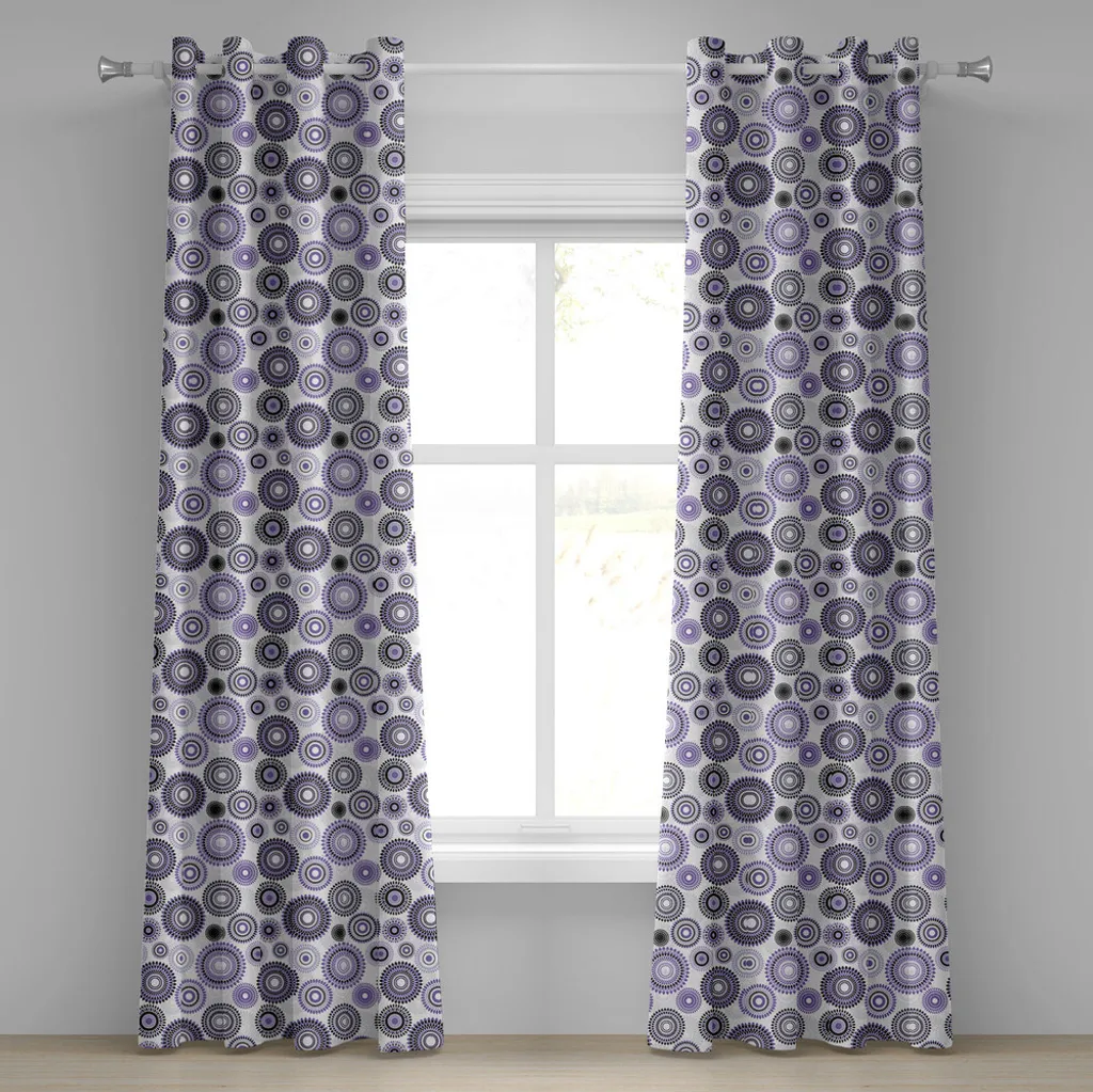 Rideau décoratif anti-regard violet et noir mandala pour baie vitrée