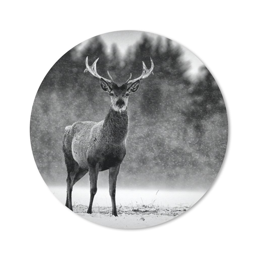 MuchoWow Mauspad Mousepad Tiere - Hirsche - Winter - Schwarz - Weiß 30x30 cm - Mousepads - Maus Mat - Pad - Mausunterlage - Tischunterlage - Sch...