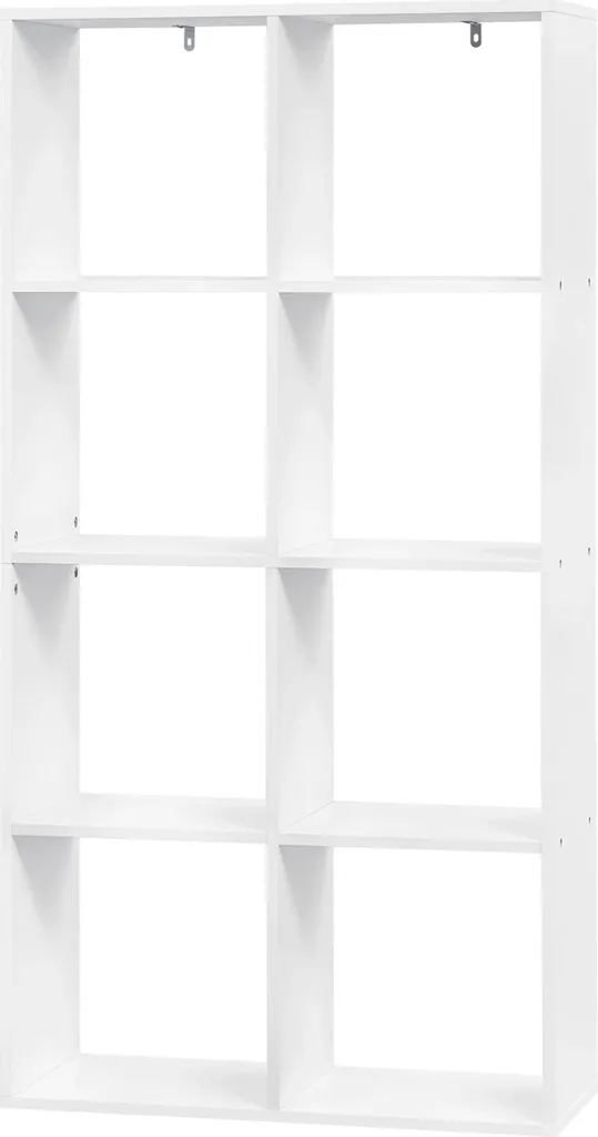 Étagère de rangement bois blanc 8 cases pour salon et chambre à coucher
