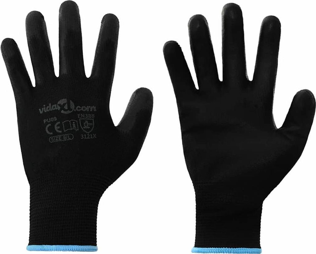 Arbeitshandschuhe 24 pcs Schwarz 9 / l Polyester