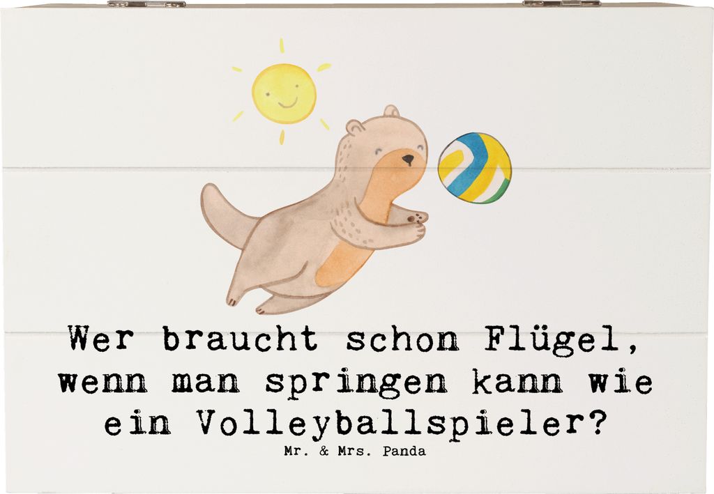 Mr. & Mrs. Panda Box Volleyball Sprung 22 x 15 cm - Weiß - Geschenk, Truhe, Sportler, Schatzkiste, Sport, Geschenke, Sprungkraft, fotobox, strateg...