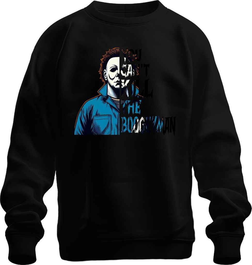 Boogeyman Halloween Spruch Mörder Horror Slasher Maske Retro Uni Sweatshirt Pullover, Schwarz, S