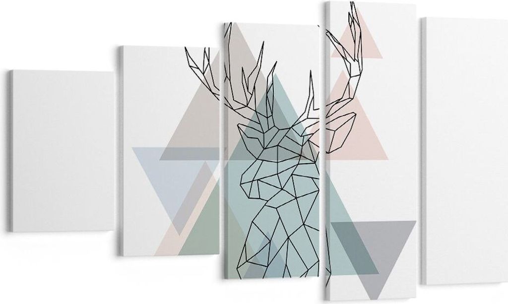 Bild auf Leinwand - Leinwandbild - Hirsch Abstraktion - 100x60cm - Wand Bild - Wanddeko - Leinwanddruck - Bilder - Kunstdruck - Wanddekoration - Le...