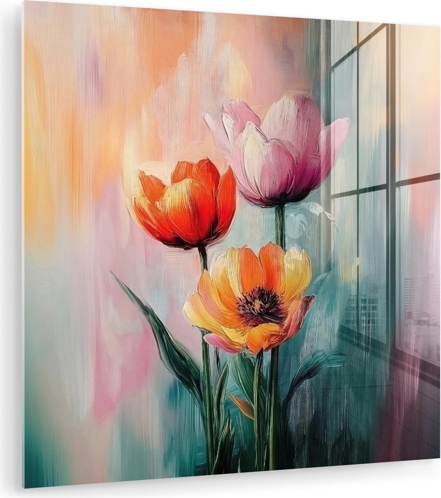 MuchoWow Glasbilder - Bilder auf Wandbild - Foto auf Glas Verträumt - Blumig - Raffinierte Details 30x30 cm Wanddekoration aus Glas - Acrylglasbil...