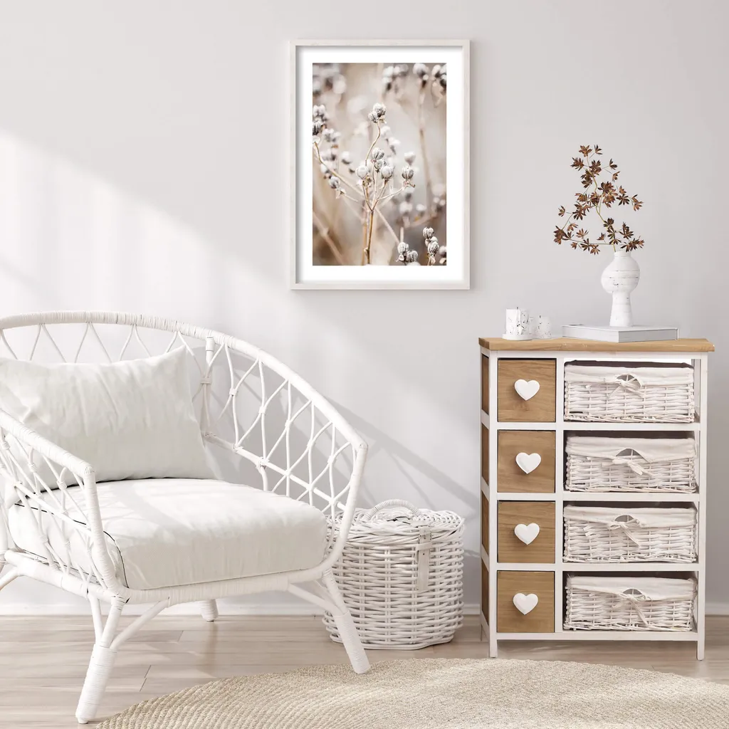 Petite Commode 8 Tiroirs Gain de Place Solution Rangement Bois Osier