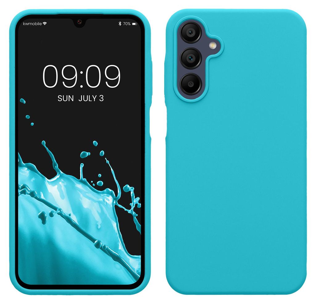 kwmobile Handyhülle für Samsung Galaxy A15 5G Hülle - Case Silikon - Kabelloses Laden - Schutzhülle Cover in Cool Glacier