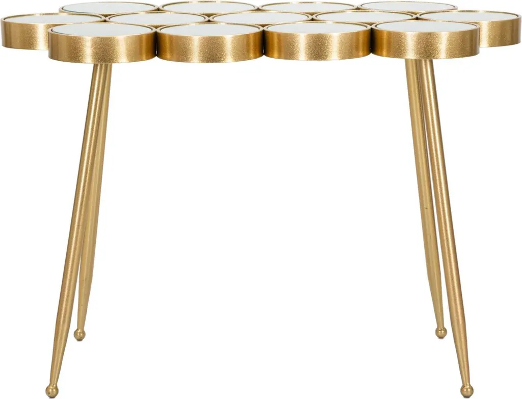 Table basse Buttle Gold pour salon moderne - Table d'appoint dorée 100cm - 2
