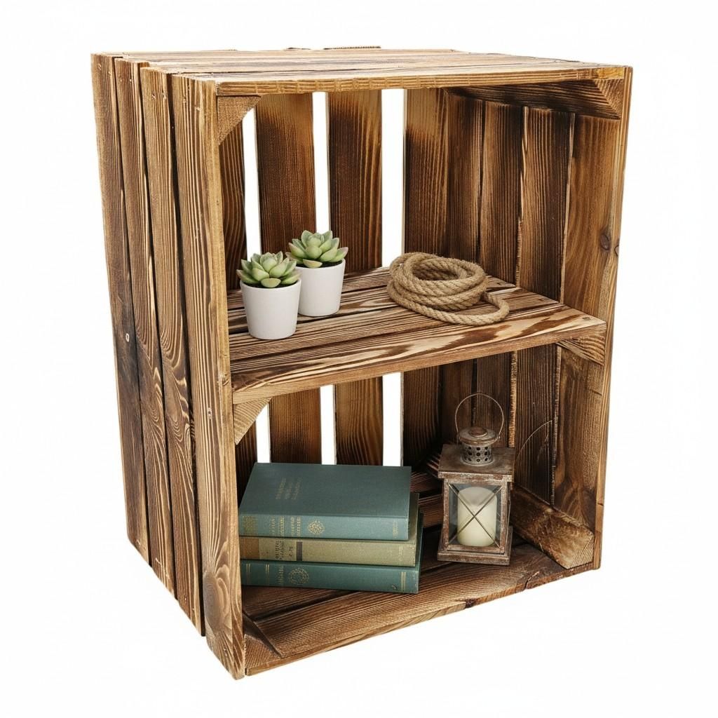 Holzkiste geflammt 50x40x30cm - Regal-Box Obstkiste mit & Produktbild 