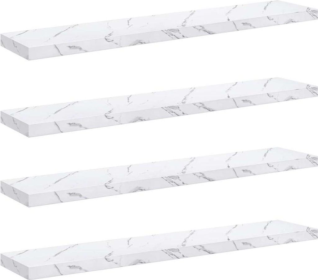 Wandregal 4 pcs Weiß Marmor 120 x 23,5 x 4 cm Holzwerkstoff