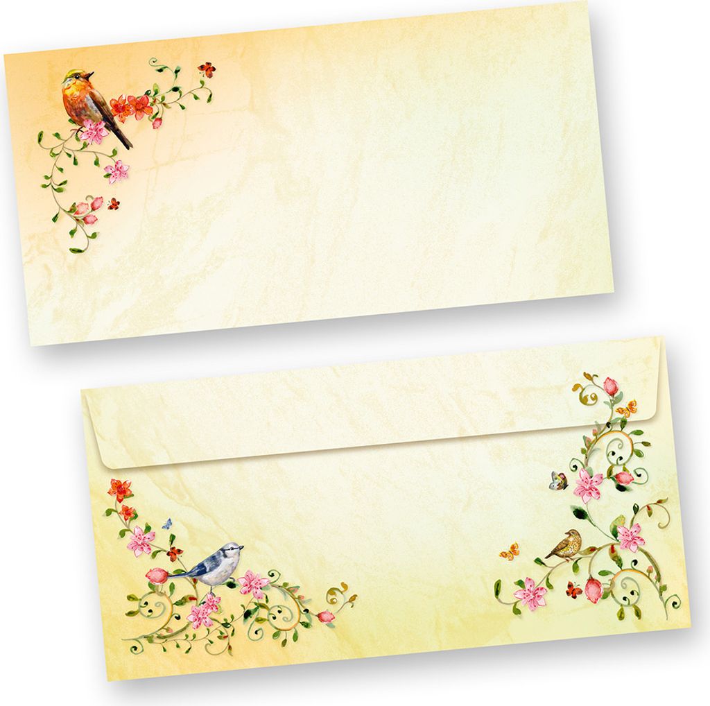 TOSKANA Briefpapier mit Umschlag Set Blumen und Vögel 10 Produktbild 3