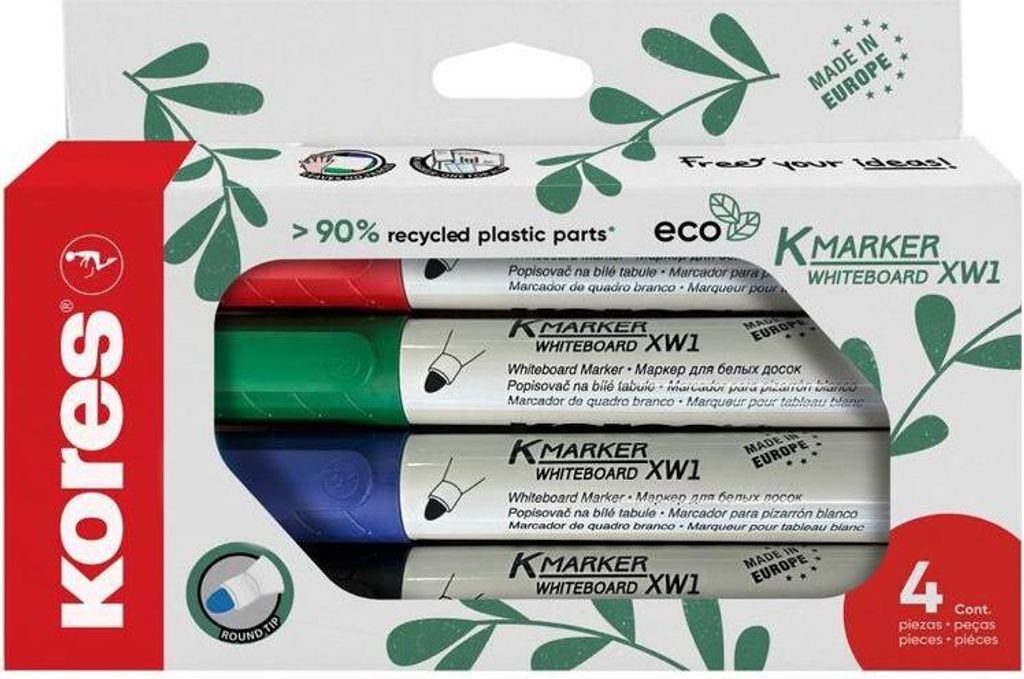 Kores Whiteboard- & Flipchart-Marker "ECO XW1" 4er Etui