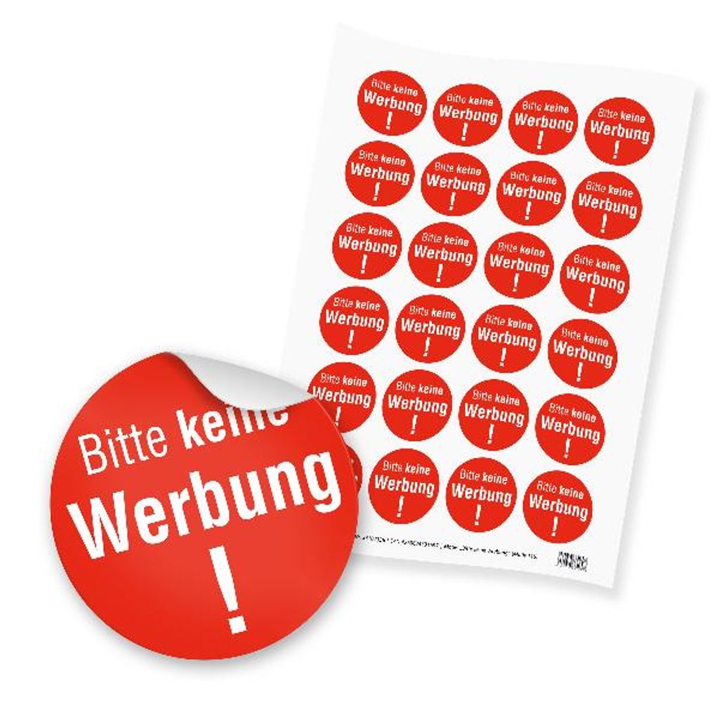 itenga 24x Sticker Bitte keine Werbung (Motiv 115) rot weiß