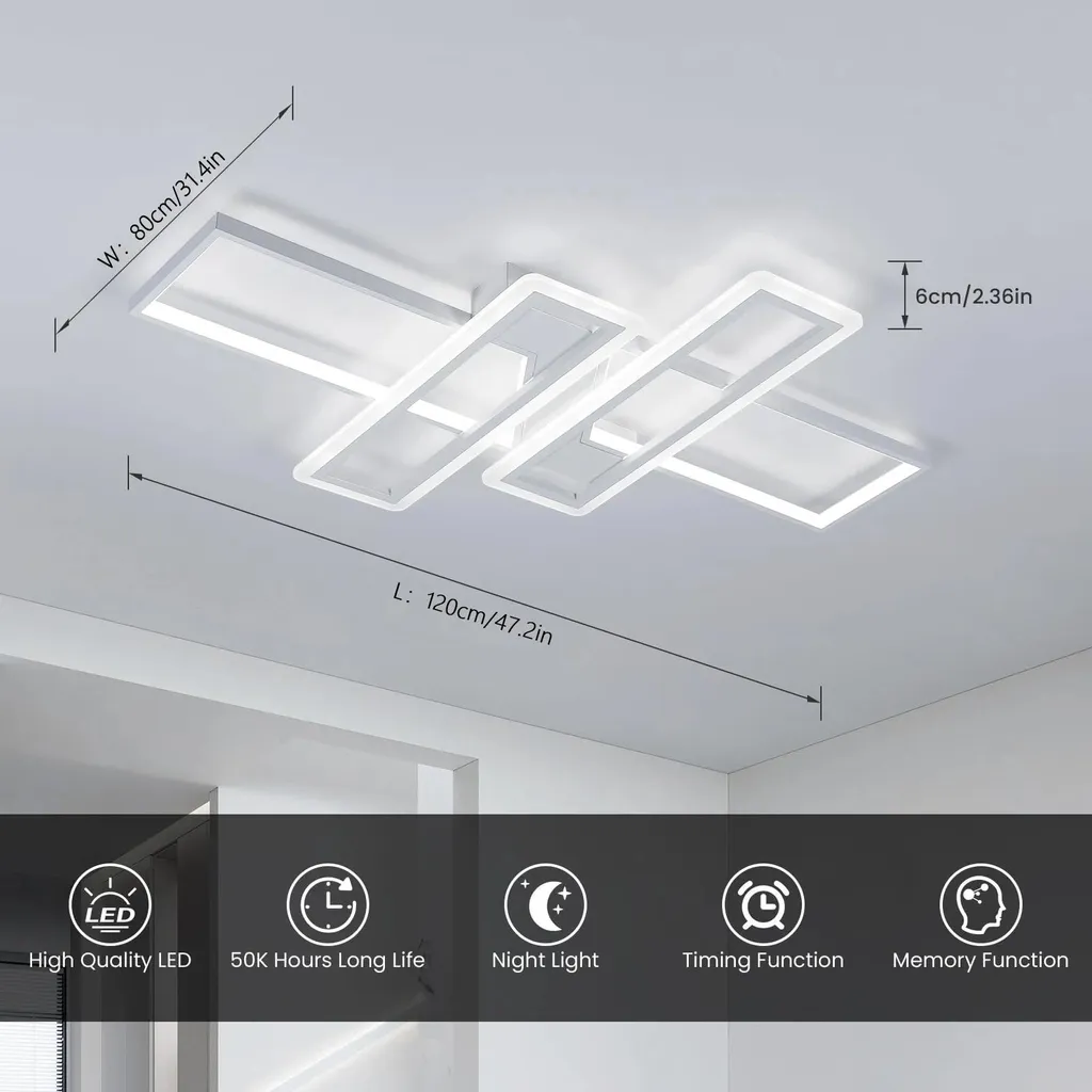 Plafonnier LED 84W avec Télécommande - Intensité Variable Blanc Froid - 4
