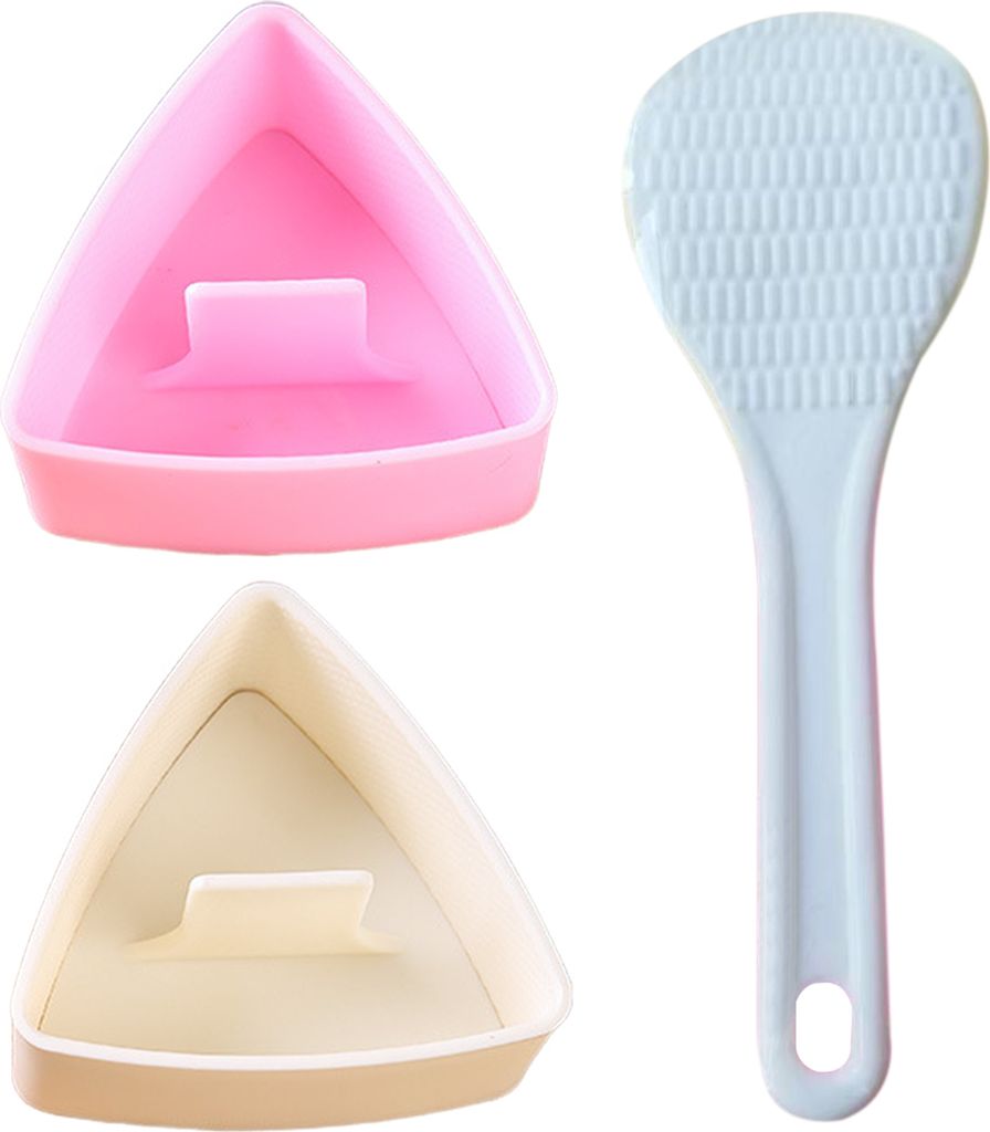 2-teiliges Reisbällchen-Form-Set, leicht zu entformen, Reisform-Set, dreieckige Sushi-Presse, antihaftbeschichtete Onigiri-Form mit Löffel für K...