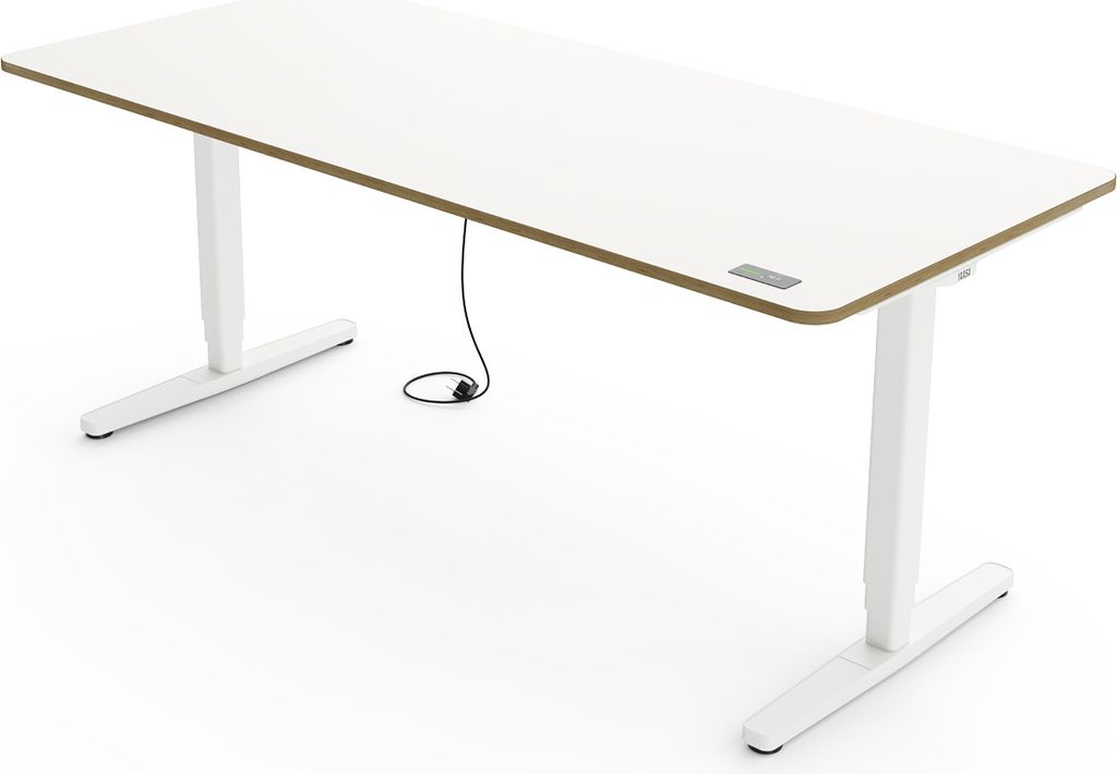 Yaasa Desk Pro Höhenverstellbarer Schreibtisch Elektrisch 180 x 80 cm, Multiplex-Weiß/Weiß – Touch Handschalter – 9 Speicherfunktionen – H...