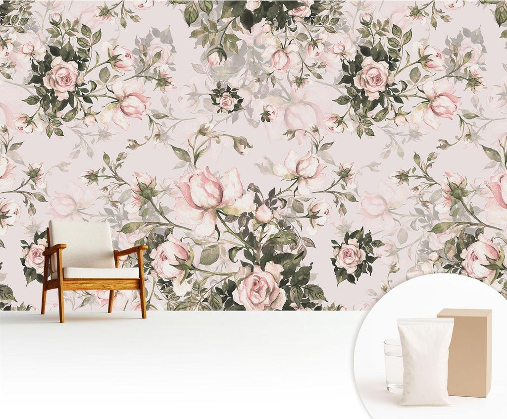 Fototapete - 416x254 cm - Tapete - Wandtapete - Wandbilder - Dekofolie - Tapete Folie - Wand - Dekoration - Wohnzimmer - Blumenmuster