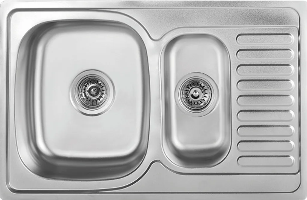 Lavello Incasso 50x78cm Acciaio Inox 1.5 Vasche | Kit Montaggio Incluso