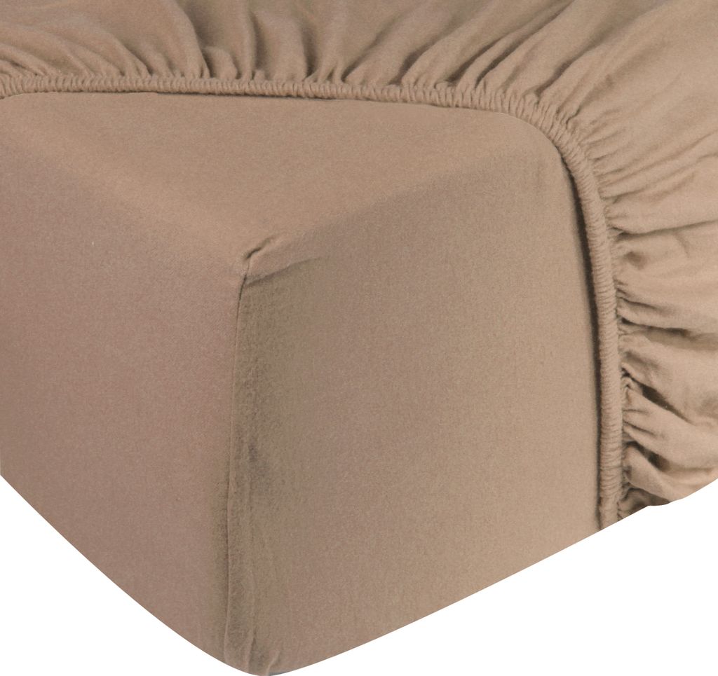 DoubleDry Spannbettlaken Jersey 160x200cm - 100% Baumwolle - Spannbetttuch - 28cm Steg - Beige