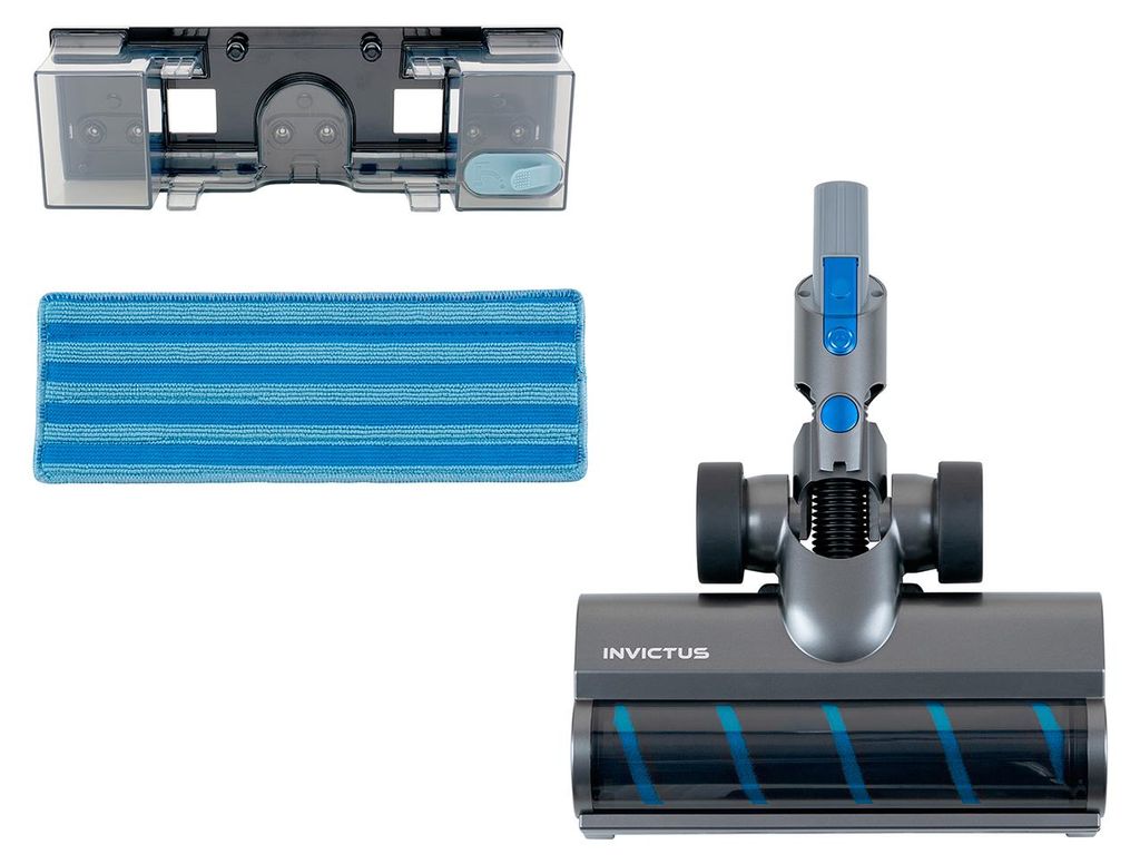 Genius Invictus One SL Akku Handstaubsauger Elektrobürste 4 tlg, Hartboden Set, Soft Bürstenrolle, Mikrofaser Wischpad, Hartboden Bürste Zubehör
