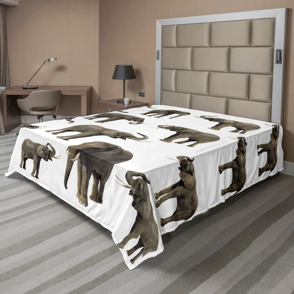 Drap de lit éléphant anti-plis 244x205 cm microfibre douce et durable