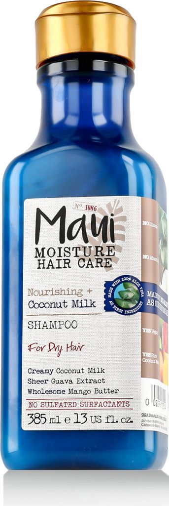 A bottle of Maui Moisture Nourishing + Coconut Milk Shampoo for Dry Hair.