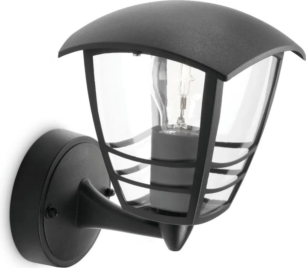 Luminaire Extérieur Philips Creek pour Terrasse et Façade Noir
