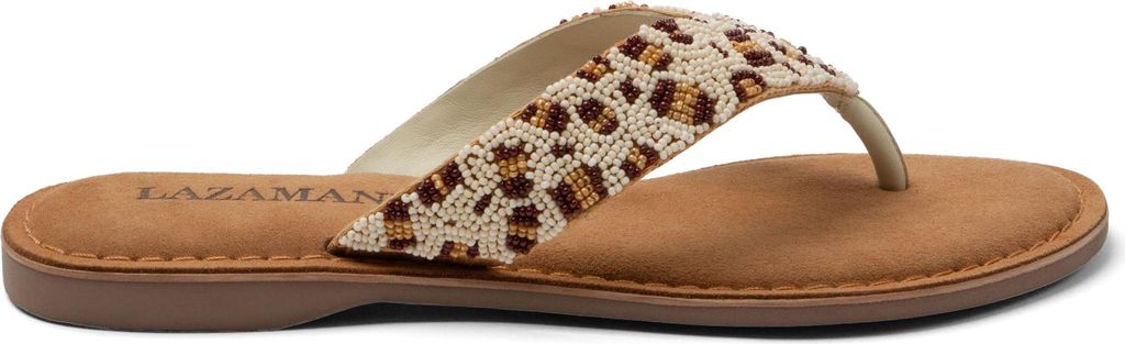 Lazamani Ebba Damen Leder-Zehentrenner Offwhite Größe 42