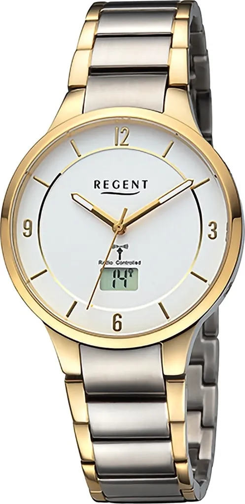 Regent D2URFR292 Montre Radio-pilotée Homme en Métal Or et Argent