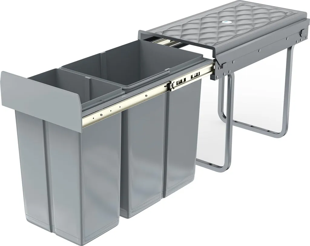 JOIEYOU Poubelle Encastrable Cuisine 2 Compartiments 30L Gris Anthracite