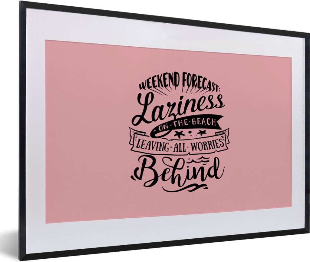 MuchoWow Gerahmtes Poster Sommer - Zitat - Rosa 60x40 cm - Poster mit Schwarzem Bilderrahmen Wandposter Rahmen Foto Bilder - Schlafzimmer - Plaka...