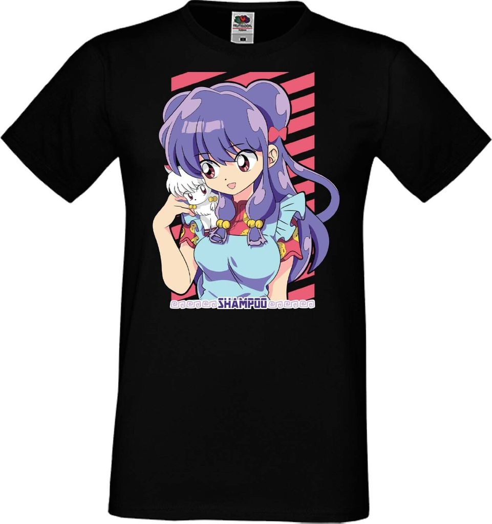 Herren T-Shirt Manga Anime Ranma Shampoo, Man XL / Schwarz