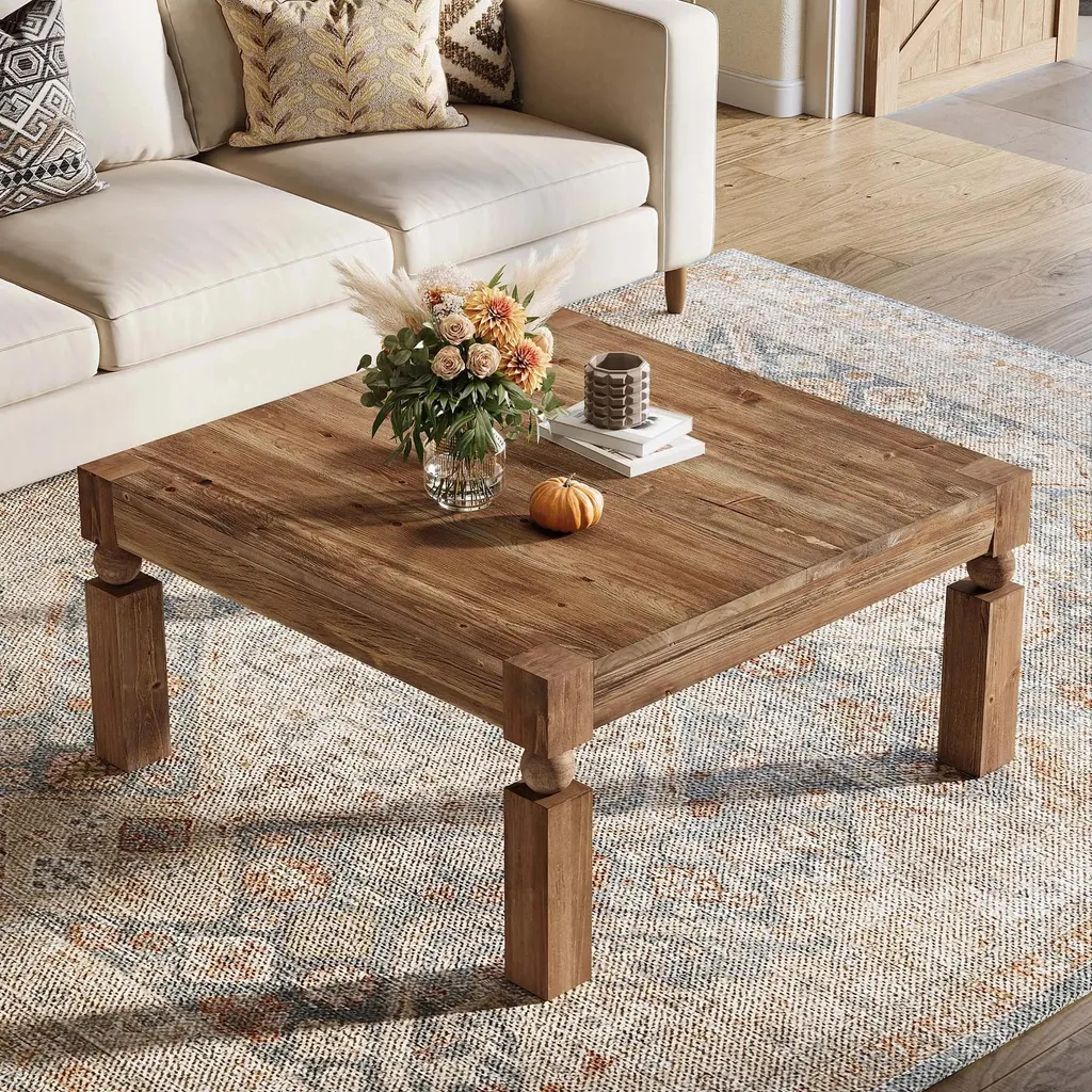 Table basse marron style rustique et construction robuste en bois - 2