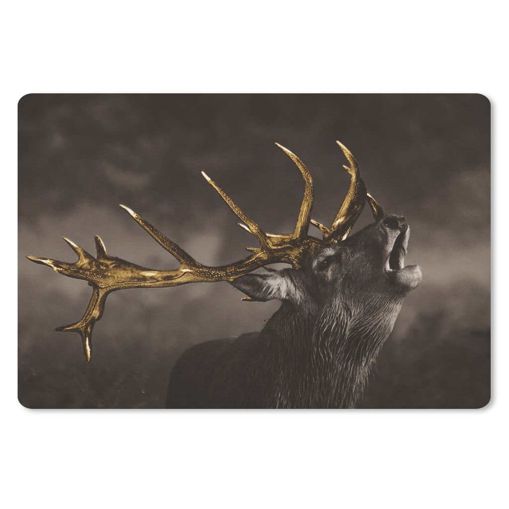 MuchoWow Mauspad Mousepad Rotwild - Schwarz - Gold 27x18 cm - Mousepads - Maus Mat - Pad - Mausunterlage - Büroartikel - Desk Matten