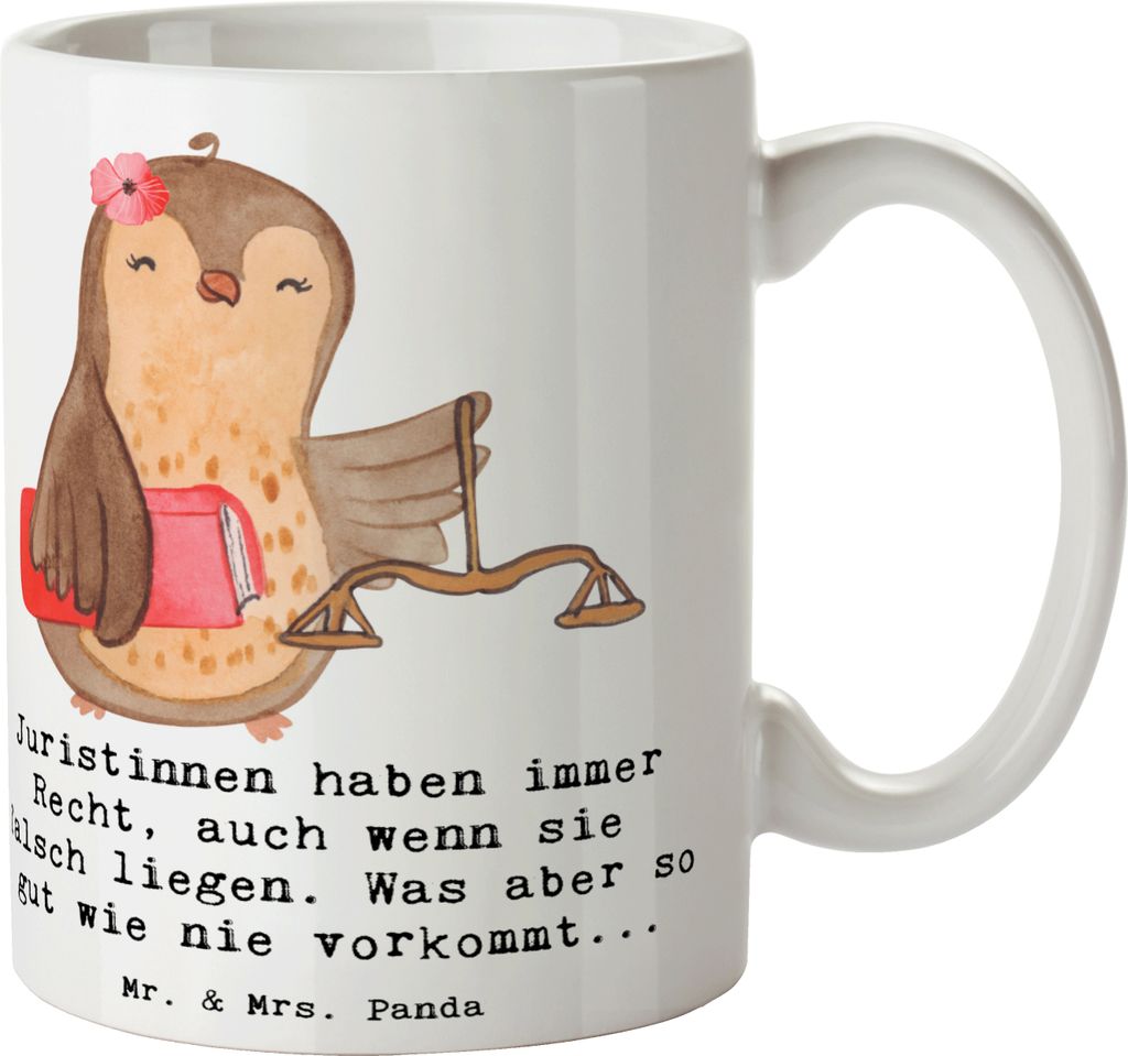 Mr. & Mrs. Panda haferl Juristin Recht - Weiß - Geschenk, Keramiktasse, Trinkbecher, Gericht, Tasse, auch wenn sie falsch liegen, Berufsprodukte, ...
