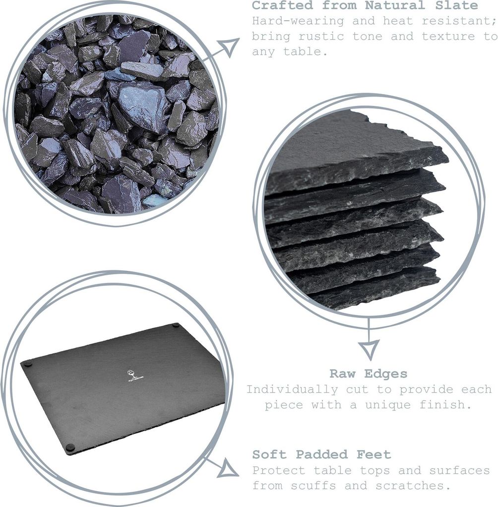 Argon Ta Rund Slate Serving Platters - Rustic Home Bar KÃ1/4che Esstisch Gedeck - 30 cm - Grau - 6er Pack