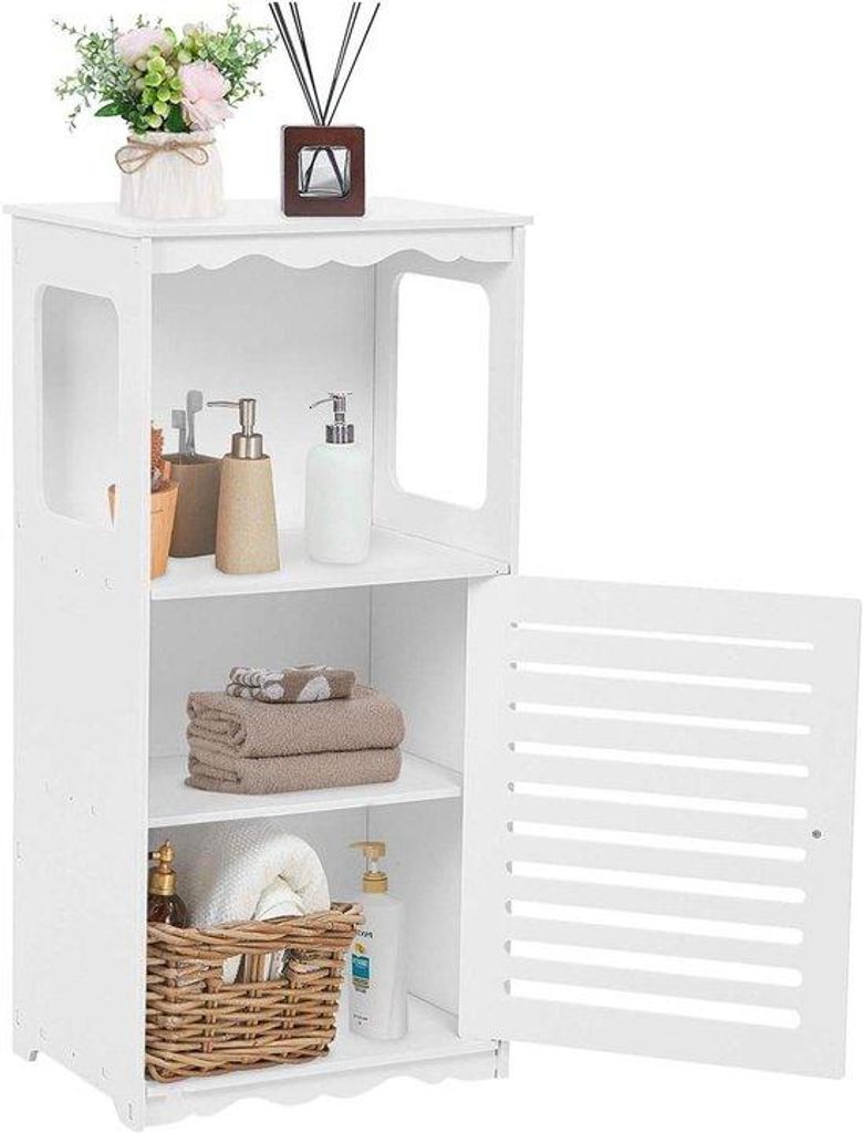 Hochschrank mit 1 offenen Fach und 1 Tür - Eckschrank - Holzbadmöbel - 395 x 28 x 80 cm