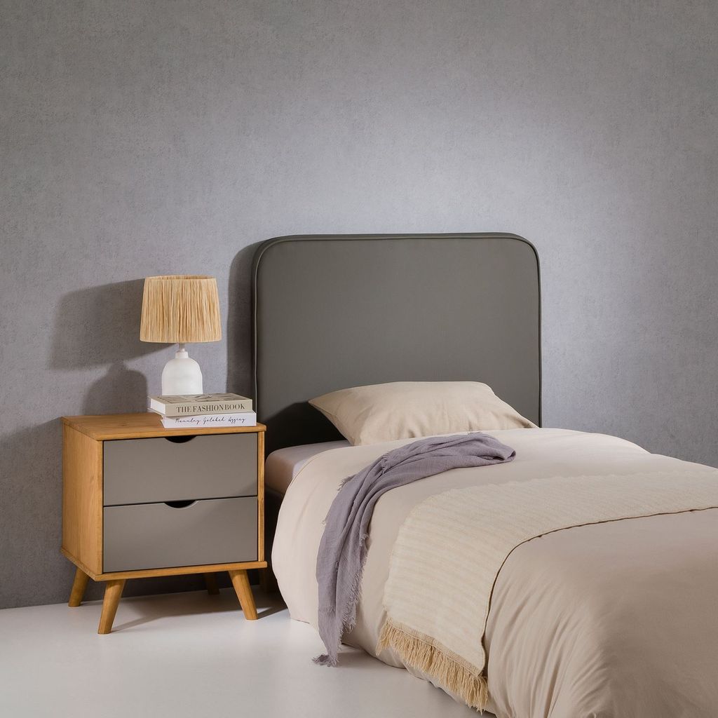 Kopfteil ARIELA 90 cm gepolstert, grau - Headboard mit Wandbefestigung und Kunstlederbezug, bequeme Bettrückwand für Einzelbett