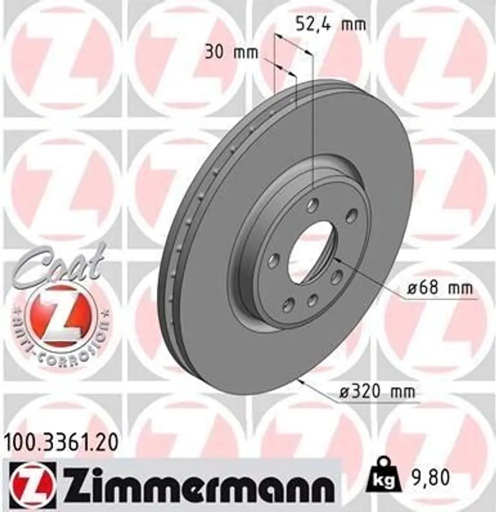 Disque de frein Zimmermann 100.3361.20 pour Audi Q5 8R et FY